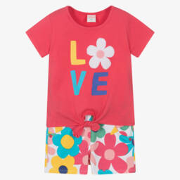 Boboli-Наряд из розового хлопка с цветочным узором для девочек | Childrensalon Outlet