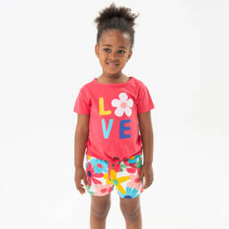 Boboli-Наряд из розового хлопка с цветочным узором для девочек | Childrensalon Outlet