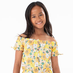 Boboli-Girls Floral Top & Denim-Look Shorts Set | Childrensalon Outlet