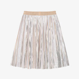 Boboli-Girls Gold-Striped Pleated Skirt | Childrensalon Outlet