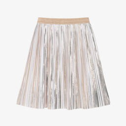 Boboli-Girls Gold-Striped Pleated Skirt | Childrensalon Outlet