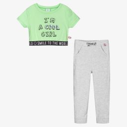 Boboli-Зеленый топ и серые джоггеры для девочек | Childrensalon Outlet