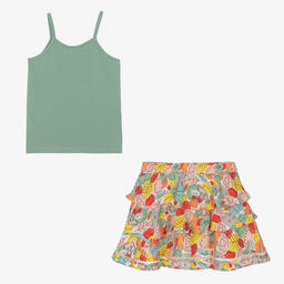 Boboli-Зеленая майка и разноцветная юбка | Childrensalon Outlet