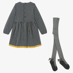 Boboli-Girls Grey Check Dress Set  | Childrensalon Outlet
