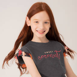 Boboli-Серая футболка и розовые шорты из хлопка | Childrensalon Outlet