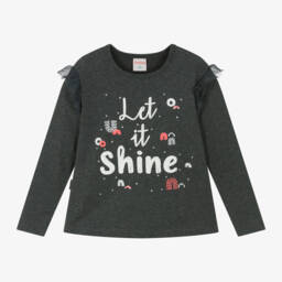 Boboli-Girls Grey Tulle Accent Top | Childrensalon Outlet