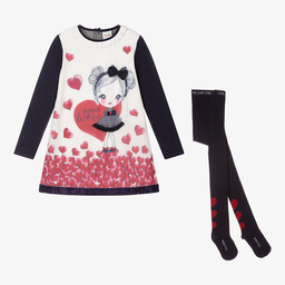 Boboli-Girls Ivory & Blue Dress Set | Childrensalon Outlet