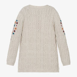 Boboli-Girls Ivory Cable Knit Dress | Childrensalon Outlet