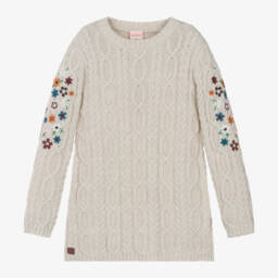 Boboli-Girls Ivory Cable Knit Dress | Childrensalon Outlet