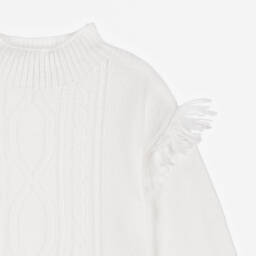 Boboli-Girls Ivory Cable Knit Sweater | Childrensalon Outlet