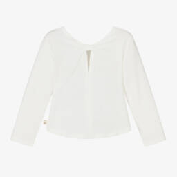 Boboli-Girls Ivory Long Sleeve Graphic Tee | Childrensalon Outlet