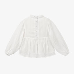 Boboli-Белая блузка из шифона плюмети для девочек | Childrensalon Outlet