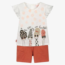 Boboli-Кремовый и мандариновый комплект шорт для девочек | Childrensalon Outlet