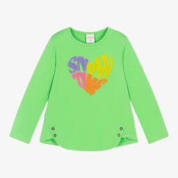 Boboli-Girls Long Sleeve Green Tee | Childrensalon Outlet
