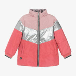 Boboli-Girls Metallic Pink Hooded Jacket | Childrensalon Outlet