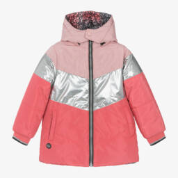 Boboli-Girls Metallic Pink Hooded Jacket | Childrensalon Outlet