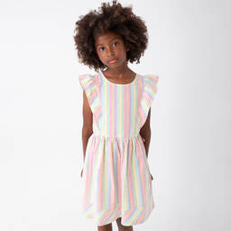 Boboli-Girls Multicolour Striped Cotton Dress | Childrensalon Outlet