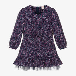 Boboli-Girls Navy & Violet Crêpe Dress | Childrensalon Outlet