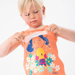 Boboli-Girls Orange & Blue Bee Shorts Set | Childrensalon Outlet