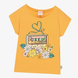 Boboli-Girls Orange Cotton T-Shirt | Childrensalon Outlet