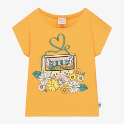 Boboli-Girls Orange Cotton T-Shirt | Childrensalon Outlet