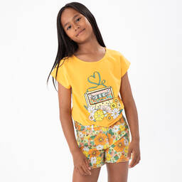 Boboli-Girls Orange Cotton T-Shirt | Childrensalon Outlet