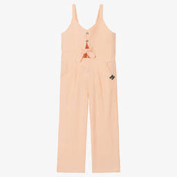 Boboli-Girls Orange Striped Seersucker Jumpsuit  | Childrensalon Outlet