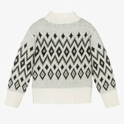 Boboli-Серо-белый свитер с узором | Childrensalon Outlet