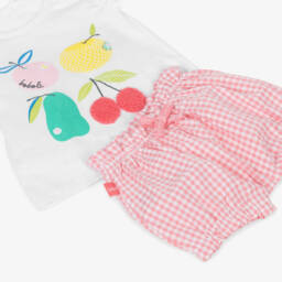 Boboli-Летний комплект розовый и белый для девочек | Childrensalon Outlet