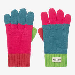 Boboli-Girls Pink & Blue Gloves | Childrensalon Outlet