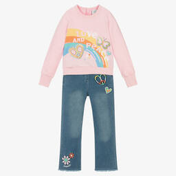 Boboli-Розовый топ и голубые брюки | Childrensalon Outlet