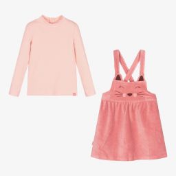 Boboli-طقم فستان قطن جيرسي لون زهري | Childrensalon Outlet