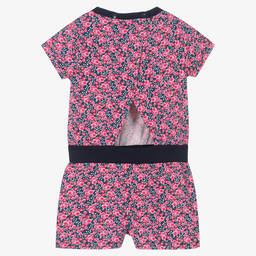 Boboli-Girls Pink Cotton Floral Playsuit | Childrensalon Outlet