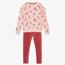 Boboli-Girls Pink Cotton Mushroom Leggings Set | Childrensalon Outlet