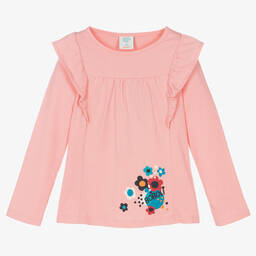 Boboli-Girls Pink Cotton Ruffle Top | Childrensalon Outlet