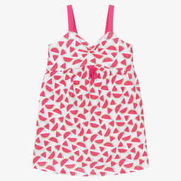 Boboli-Girls Pink Cotton Watermelon Print Dress | Childrensalon Outlet