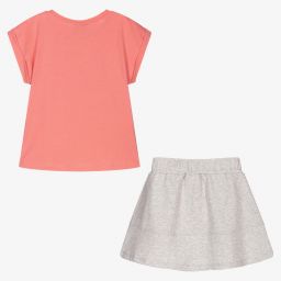 Boboli-Розовая футболка и серая юбка для девочек | Childrensalon Outlet