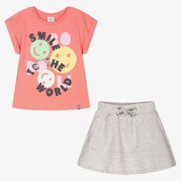 Boboli-Розовая футболка и серая юбка для девочек | Childrensalon Outlet