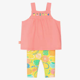 Boboli-Girls Pink & Yellow Leggings Ensemble | Childrensalon Outlet