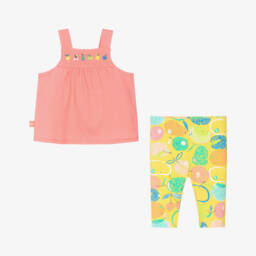 Boboli-Girls Pink & Yellow Leggings Ensemble | Childrensalon Outlet