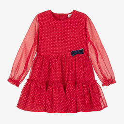 Boboli-Красное шифоновое платье в горошек | Childrensalon Outlet