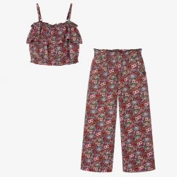 Boboli-Красный топ и брюки в цветочек для девочек | Childrensalon Outlet