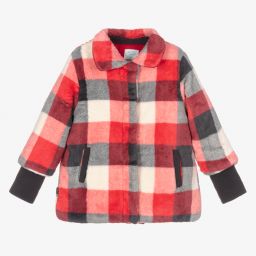 Boboli-Girls Red & Grey Check Coat | Childrensalon Outlet
