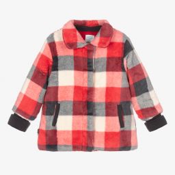 Boboli-Girls Red & Grey Check Coat | Childrensalon Outlet