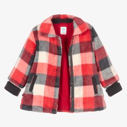 Boboli-Girls Red & Grey Check Coat | Childrensalon Outlet