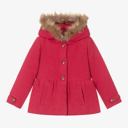 Boboli-Girls Red Hooded Coat | Childrensalon Outlet