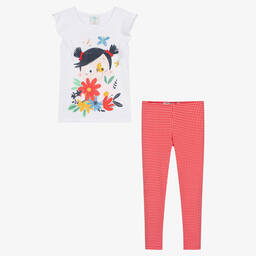 Boboli-Белая футболка и красные легинсы из хлопка | Childrensalon Outlet