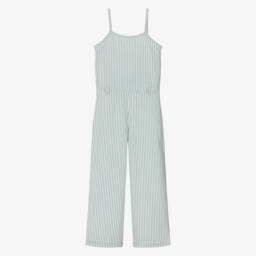 Boboli-Girls Sage Green Seersucker Romper | Childrensalon Outlet