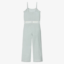 Boboli-Girls Sage Green Seersucker Romper | Childrensalon Outlet