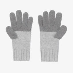 Boboli-Girls Soft Grey Knit Mittens | Childrensalon Outlet